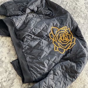 Black Obey Jacket with Flower Design
